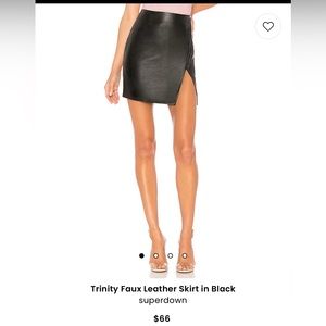 Superdown: Trinity Faux Leather Skirt in Black XS
